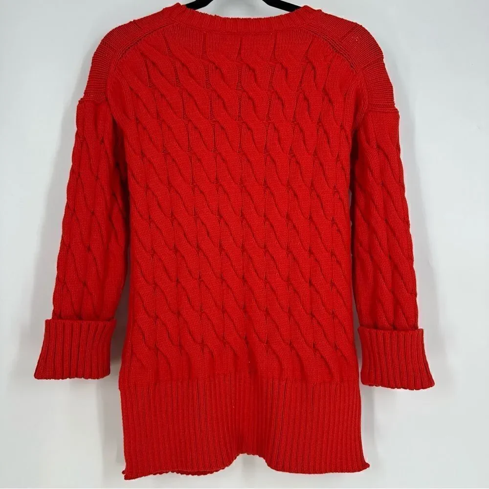 J. CREW Women’s Cable Knit Sweater Sz XS-S in Scarlett